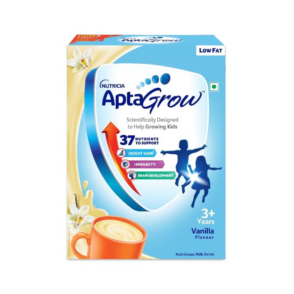 AptaGrow Health and Nutrition Drink for Kids 3+ Years | Supports Growth, Immunity & Brain Development | Flavour Vanilla