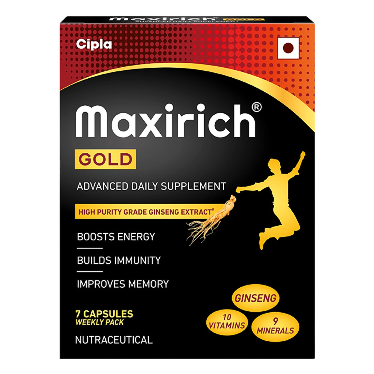 Maxirich Gold Daily Supplement with Ginseng Extract | Multivitamin for Energy, Immunity & Memory